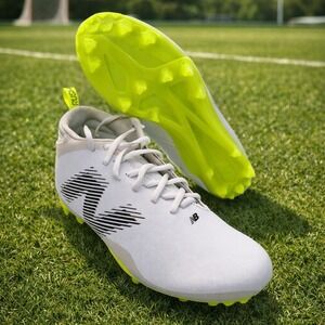 New Balance Lacrosse Mid Cleats White Lime Green Neon RUSHMWT4 Men Size 8.5 NEW
